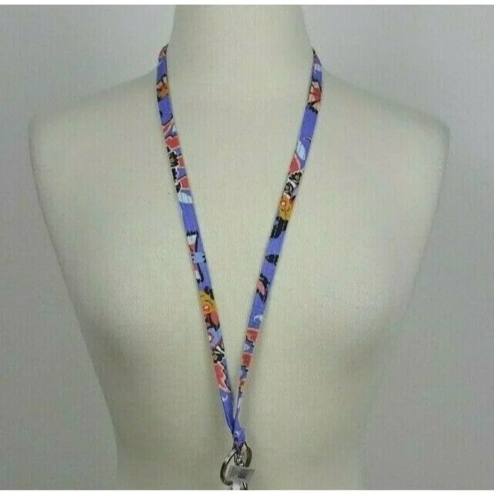 Vera Bradley MURAL GARDEN Lanyard Key Ring ID Holder Clip Multi Purpose New